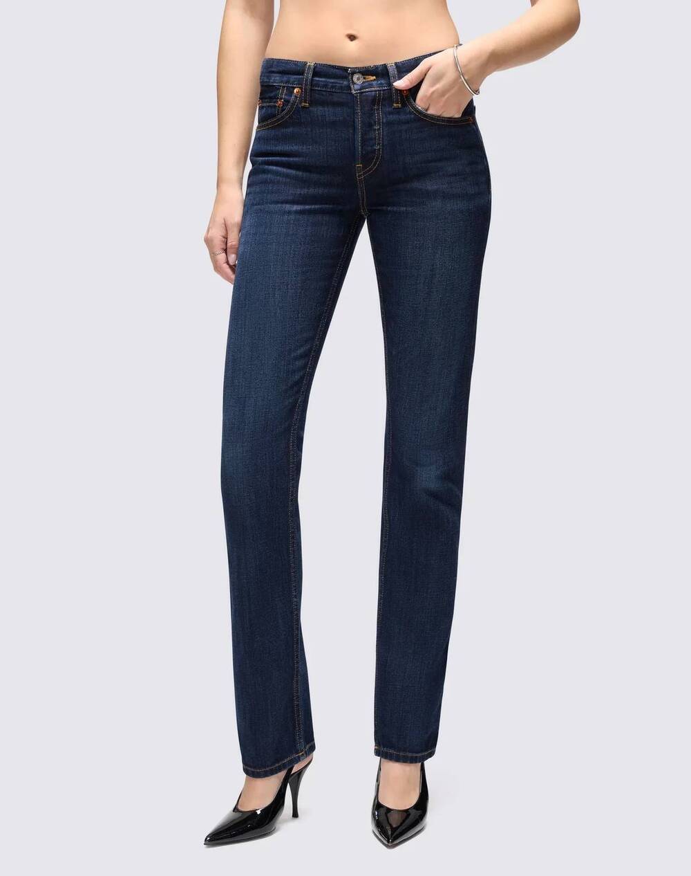 NEW RE/DONE slim straight leg jean in dk lady blue
